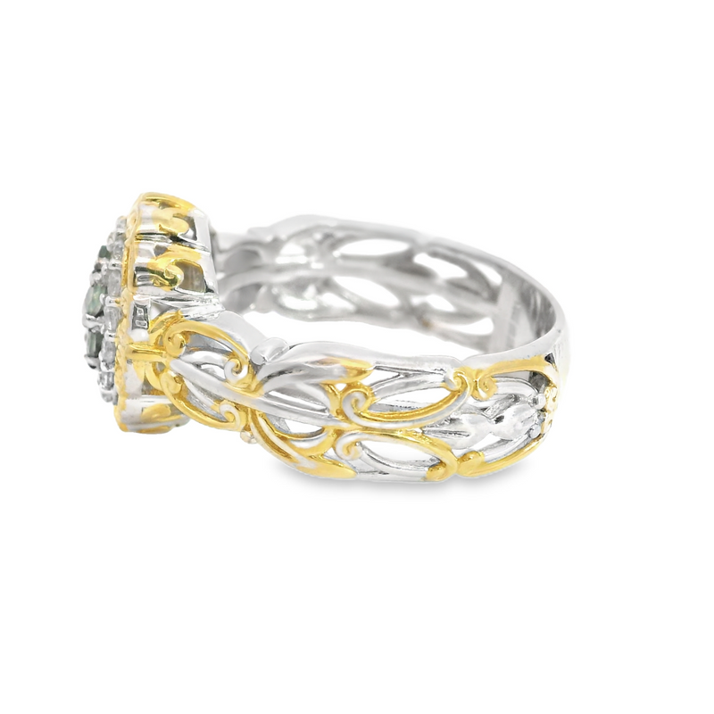 Sterling Silver & Yellow Gold Plated Gemstone Ring