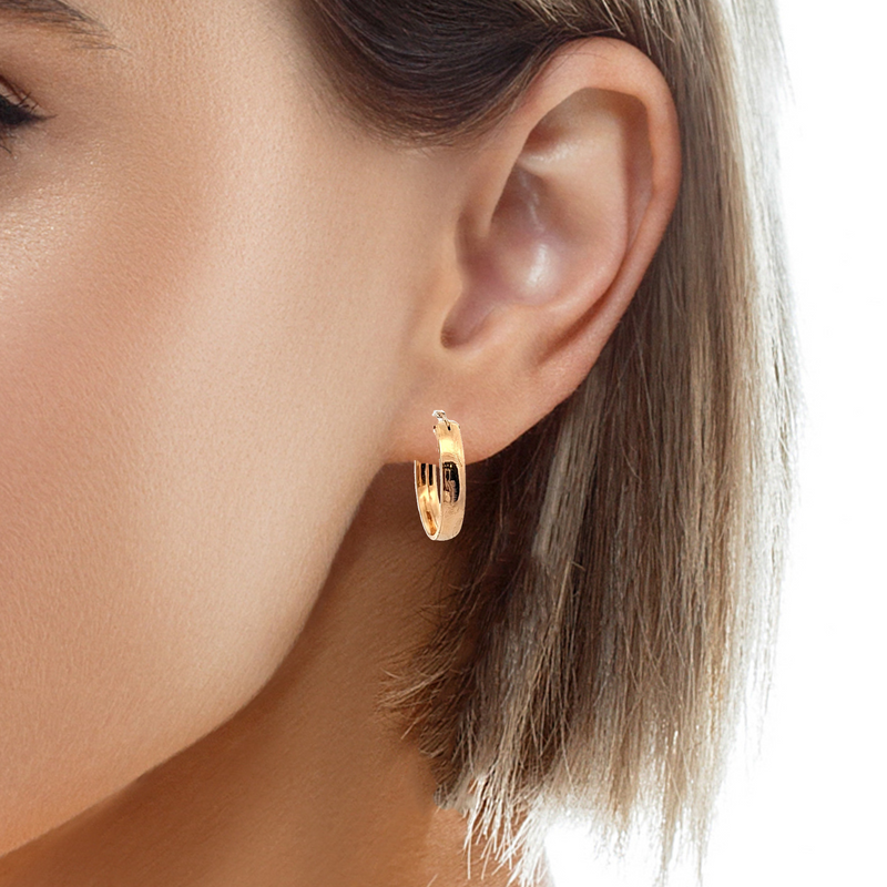 14K YG Hoop Earrings with Etch
