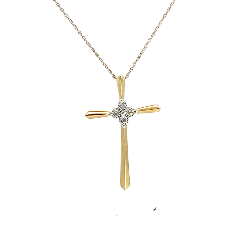 10K YG Diamond Cross Pendant