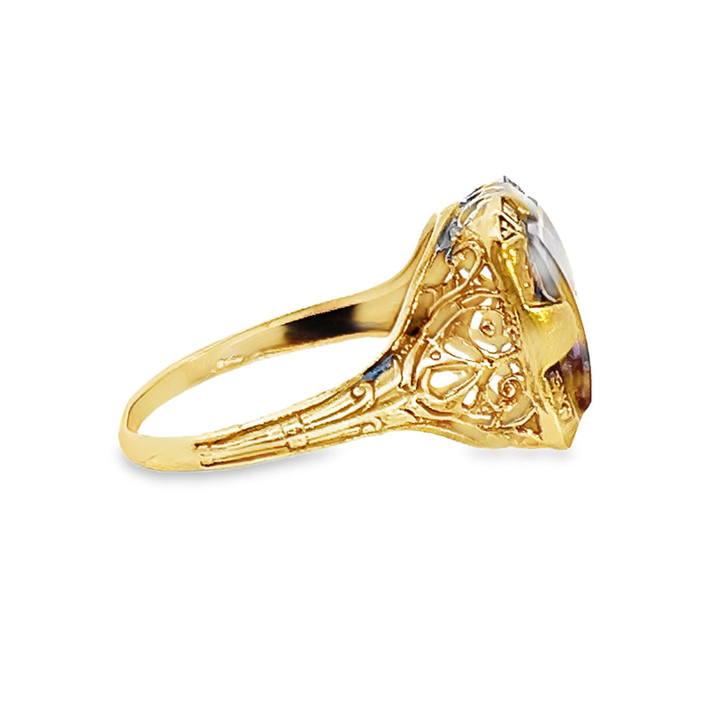 14K YG Vintage Glass Ring