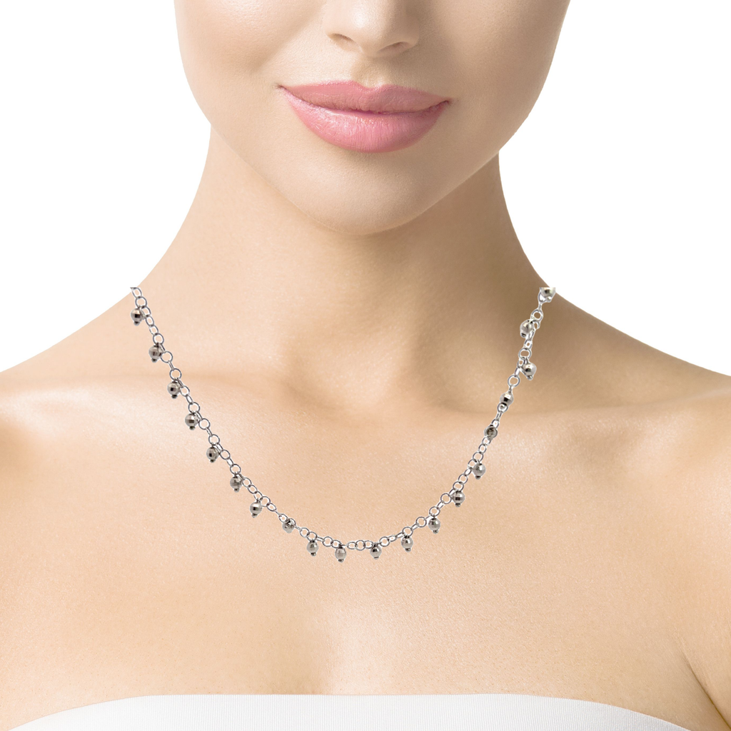 Sterling Silver Diamond Cut Beaded Link Chain