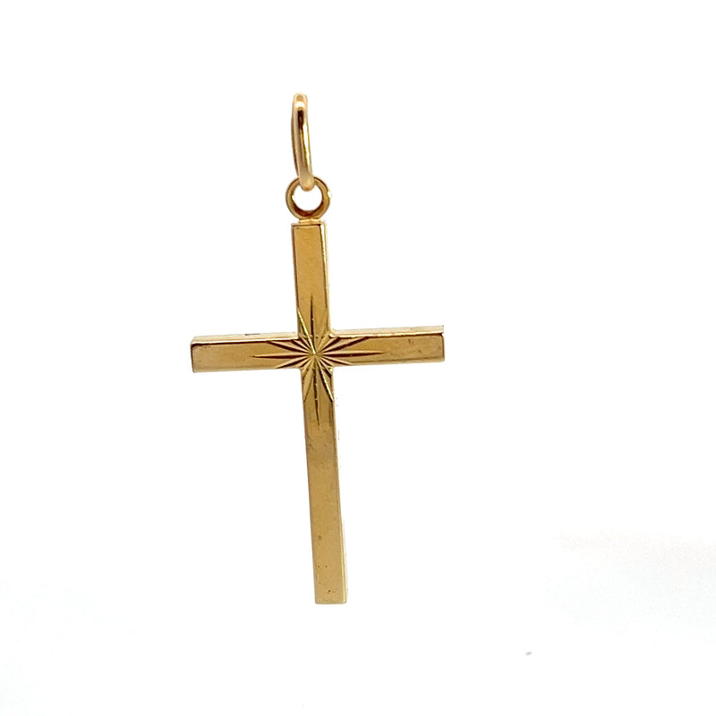 14K YG Diamond Cut Crucifix