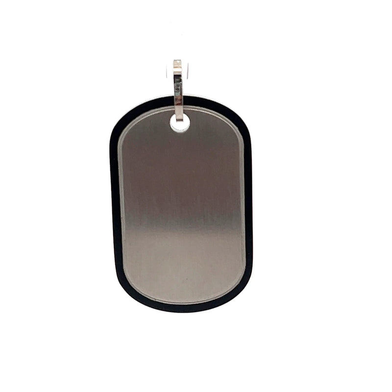 Stainless Steel & Black IP Plate Dog Tag