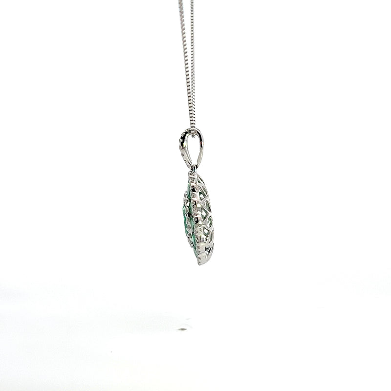 14K WG Emerald & Diamond Penda