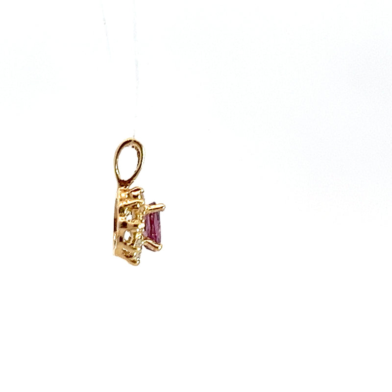 14K YG Ruby & Diamond Pendant