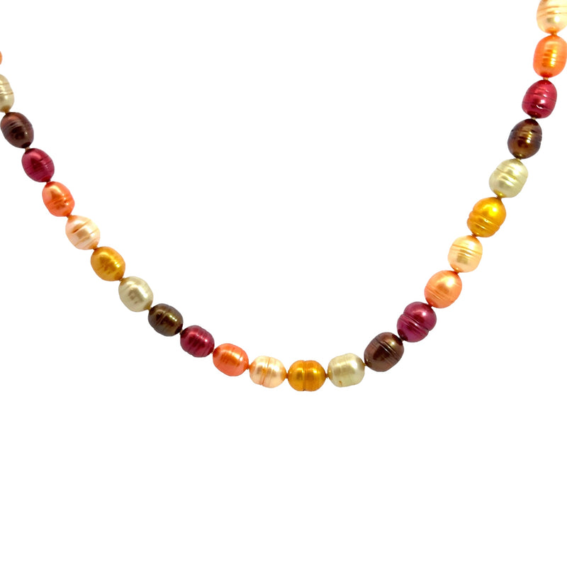 Sterling SIlver Multi Color Pearl Necklace