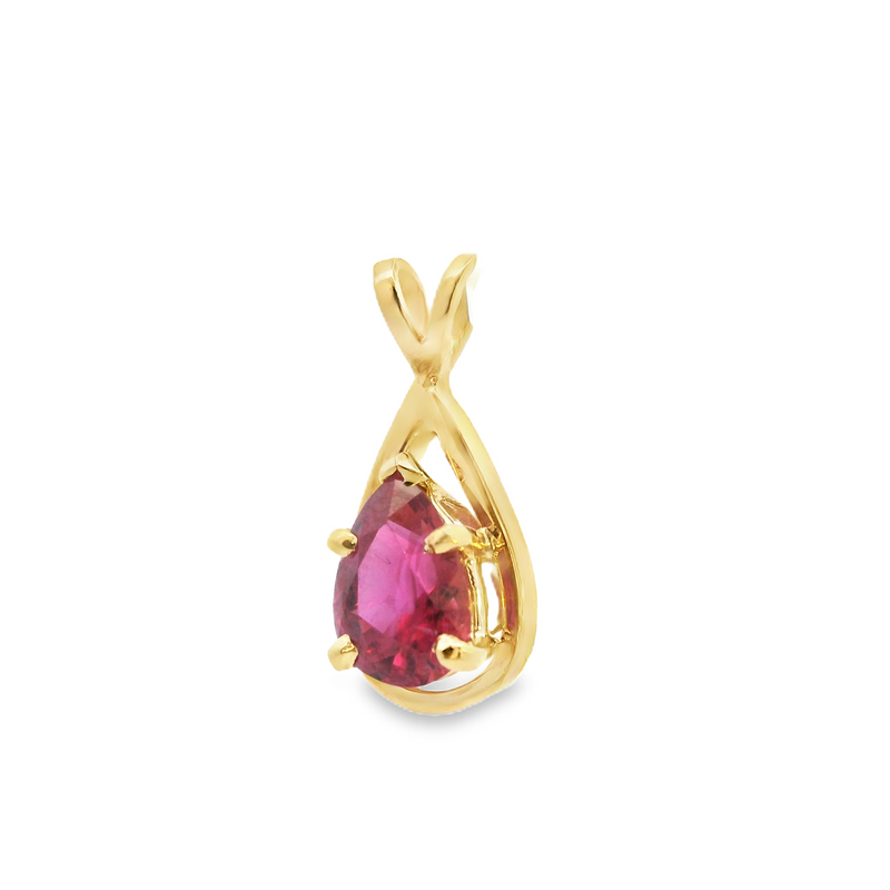 14K YG Lab Grown Ruby Pendant.