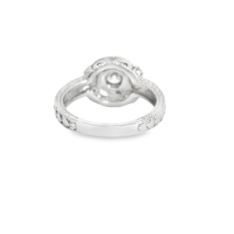 14K WG VINTAGE STYLE  HALO DIAMOND RING