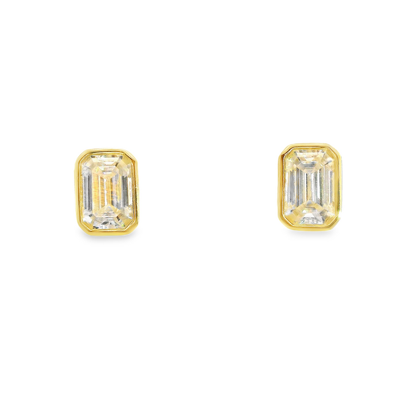 Gold Plated Sterling Silver Moissonite Stud Earrings