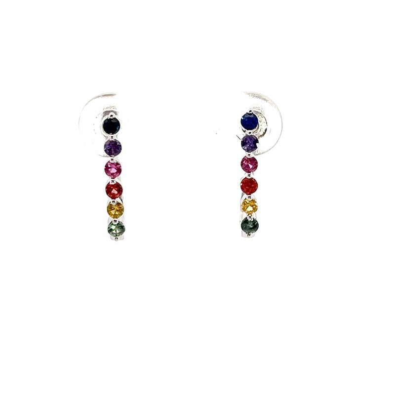 14K WG Rainbow Sapphire Earrings