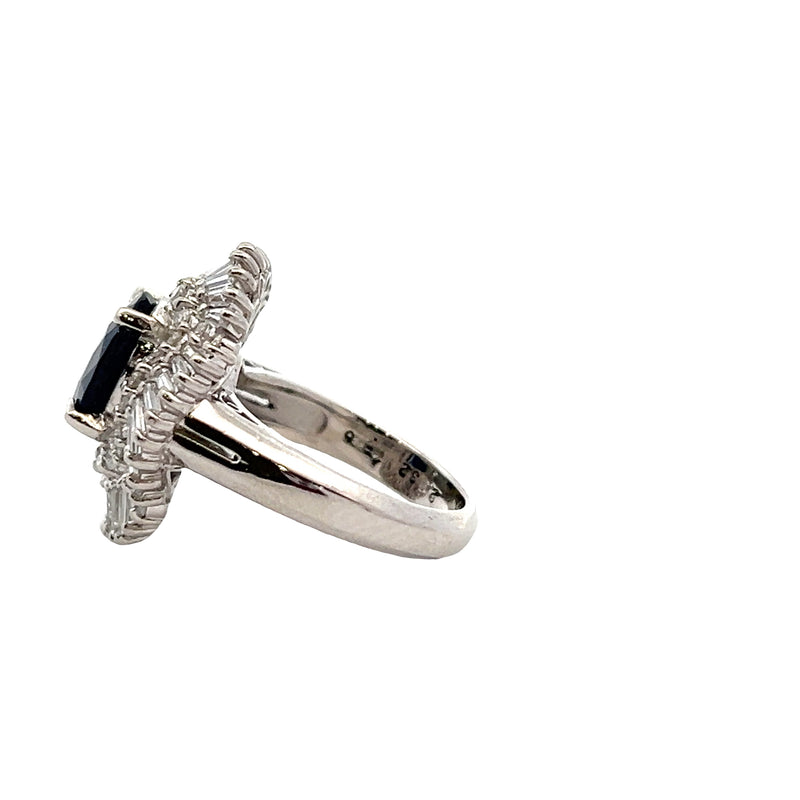 Platinum Sapphire & Diamond Ballerina Ring