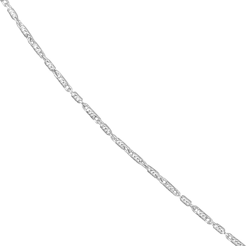 14K WG Diamond Cut Bead Chain 16"