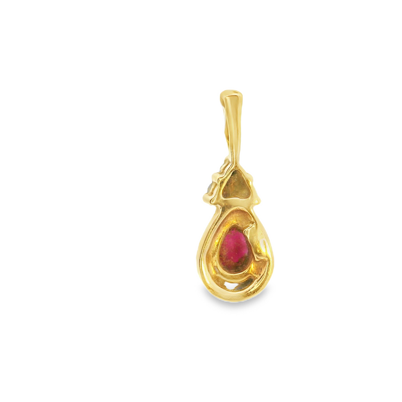 14K YG Ruby & Diamond Pendant