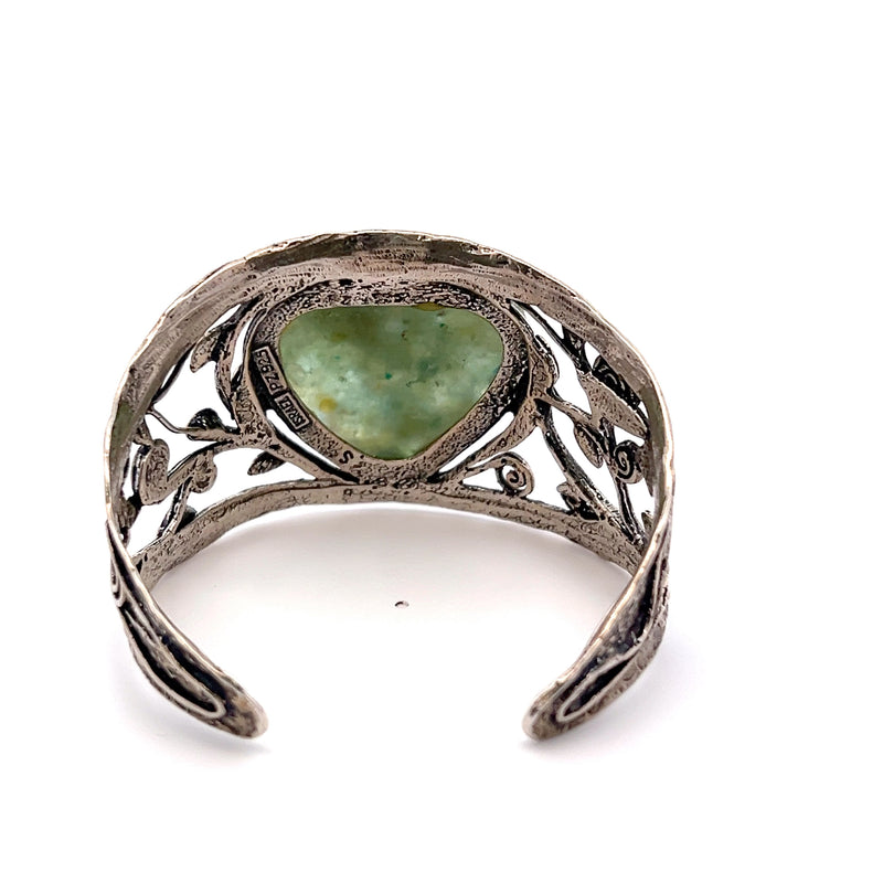 Sterling Silver Roman Glass Cuff Bracelet