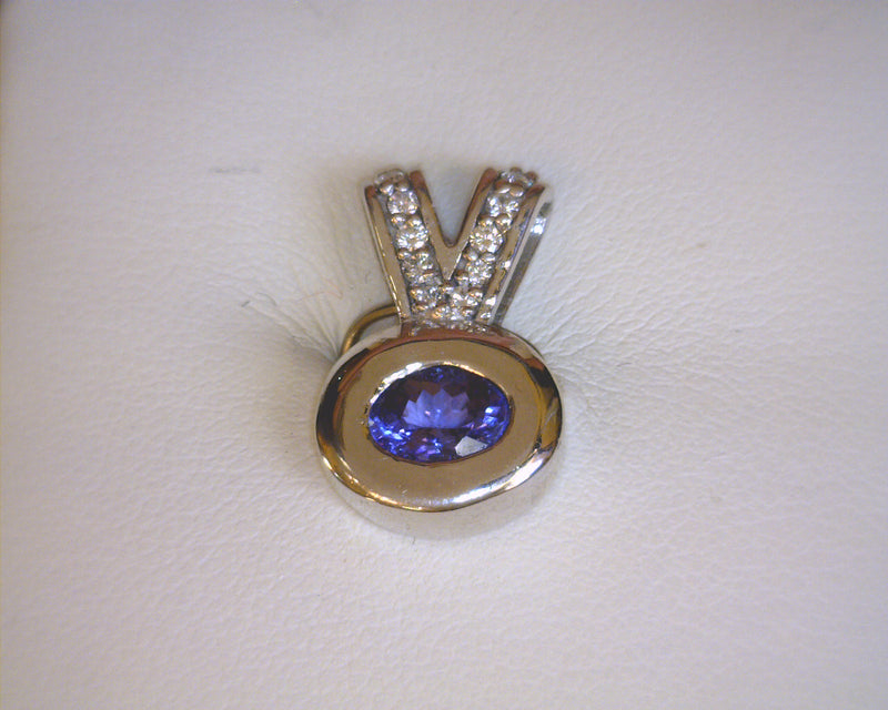 14K WG TANZANITE/DIAMOND PENDANT