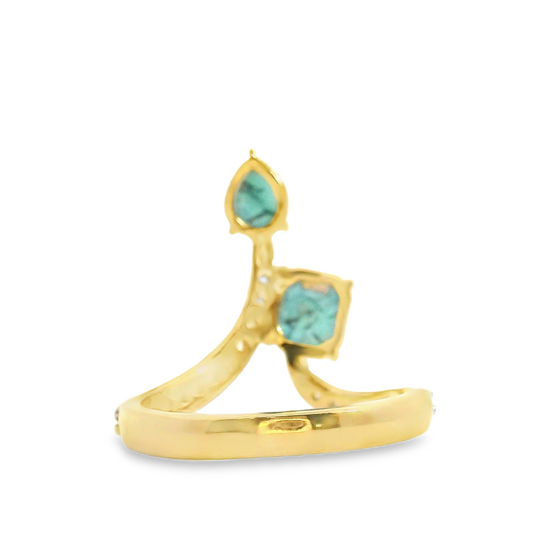 14K YG Blue Salt & Pepper Diamond Ring