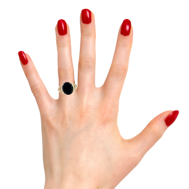 10K YG Black Onyx Ring