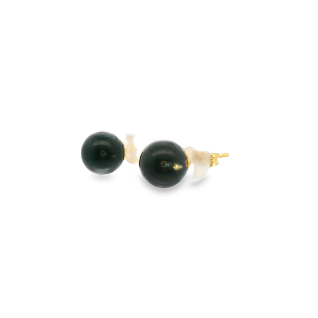 14K YG Black Onyx Stud Earrings
