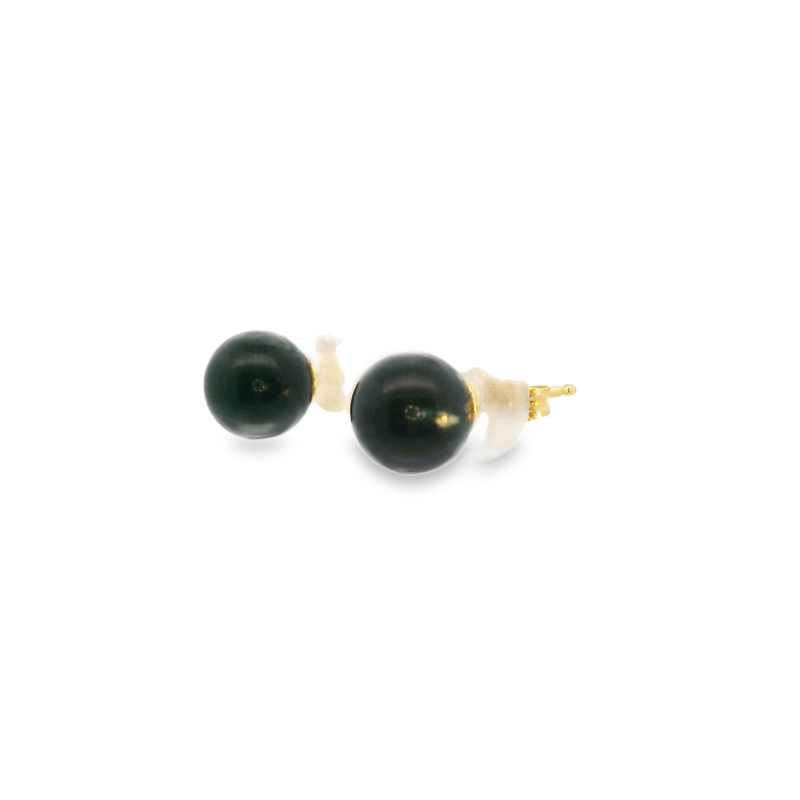 14K YG Black Onyx Stud Earrings