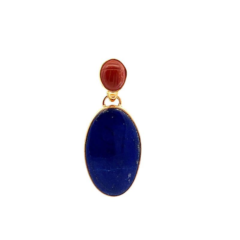 Sterling Silver with Gold Plating Lapis Lazuli & Carnelian Pendant