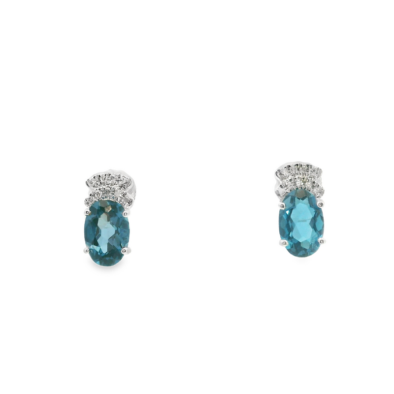 10K WG London Blue Topaz & Diamond Earrings
