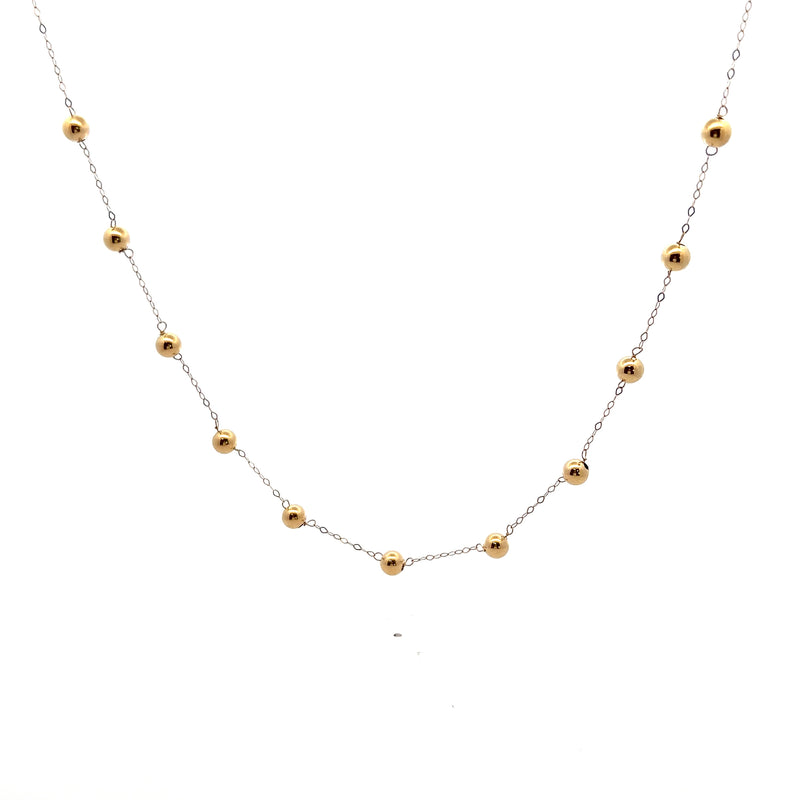 18K YG Station Bead Necklace