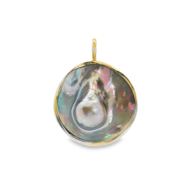 14K YG Blister Pearl Pendant