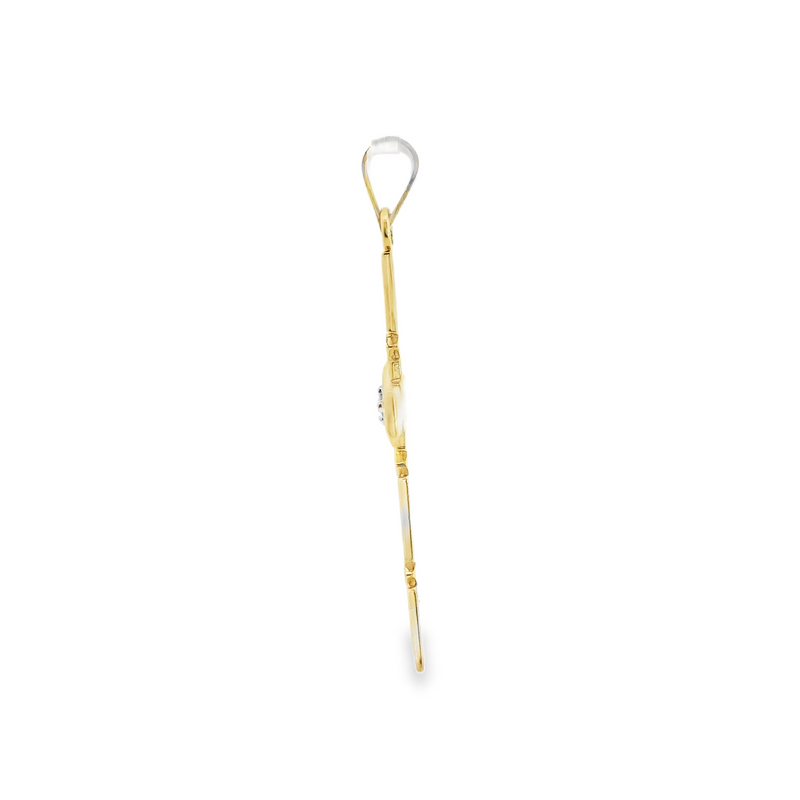 14K Two Tone Diamond Cross Pendant