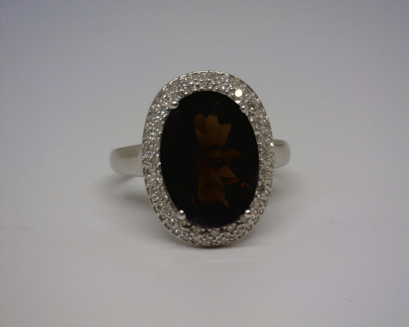 SS QUARTZ/DIAMOND RING