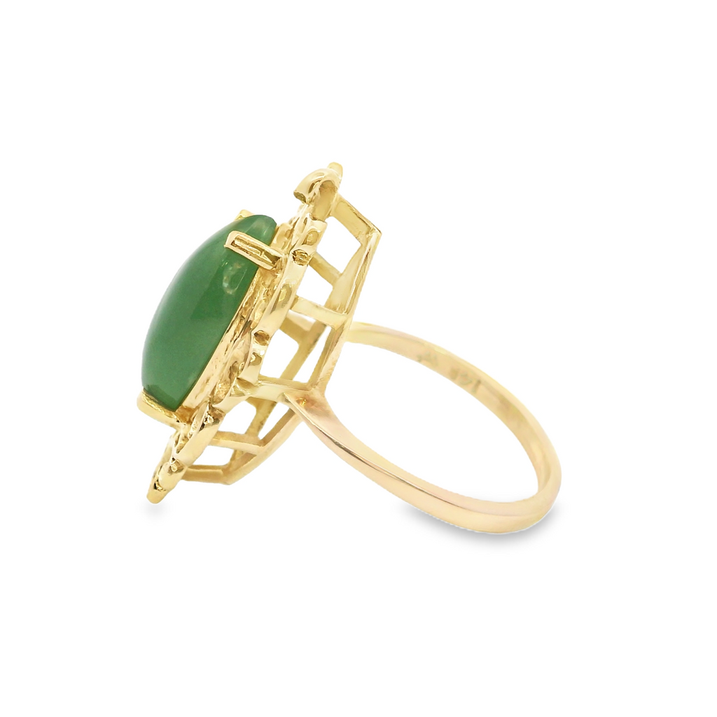 14K YG Jade Ring