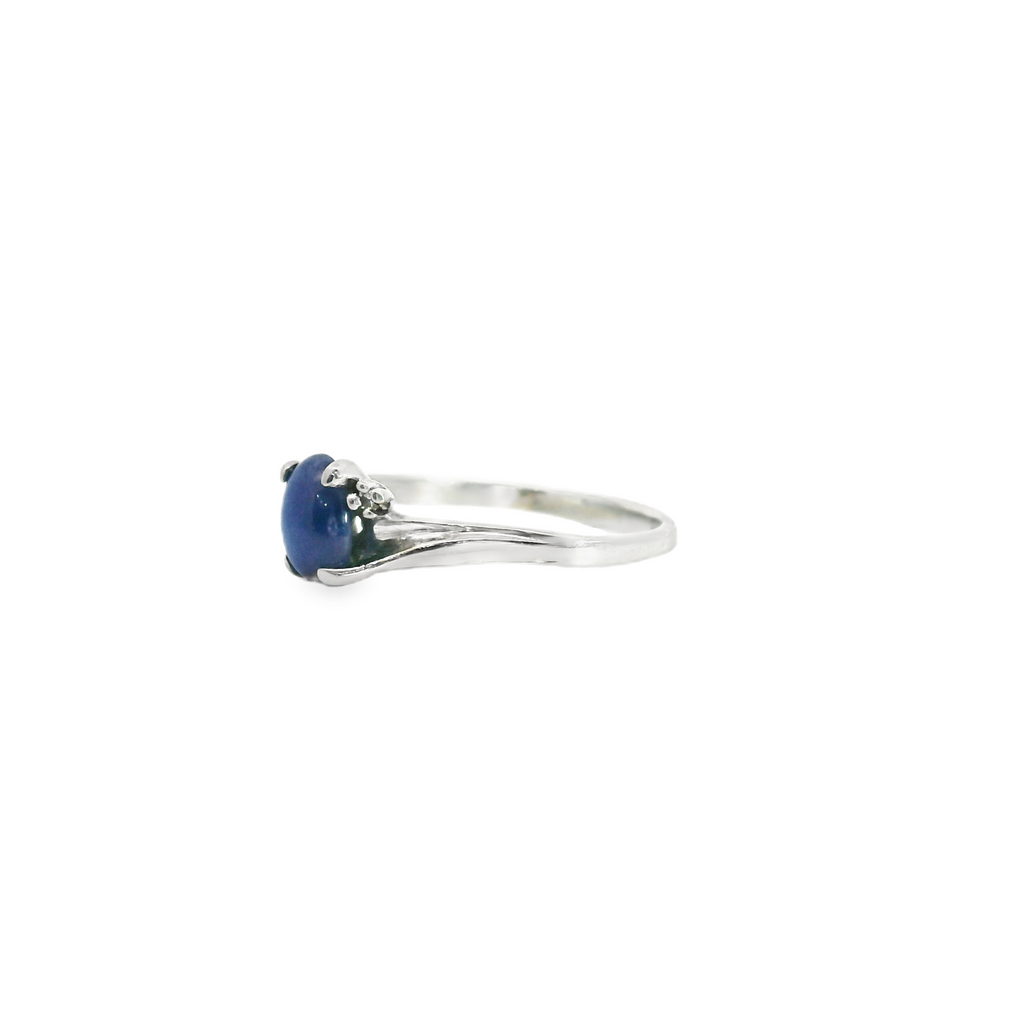 10K WG Synthetic Star Sapphire & Diamond Ring