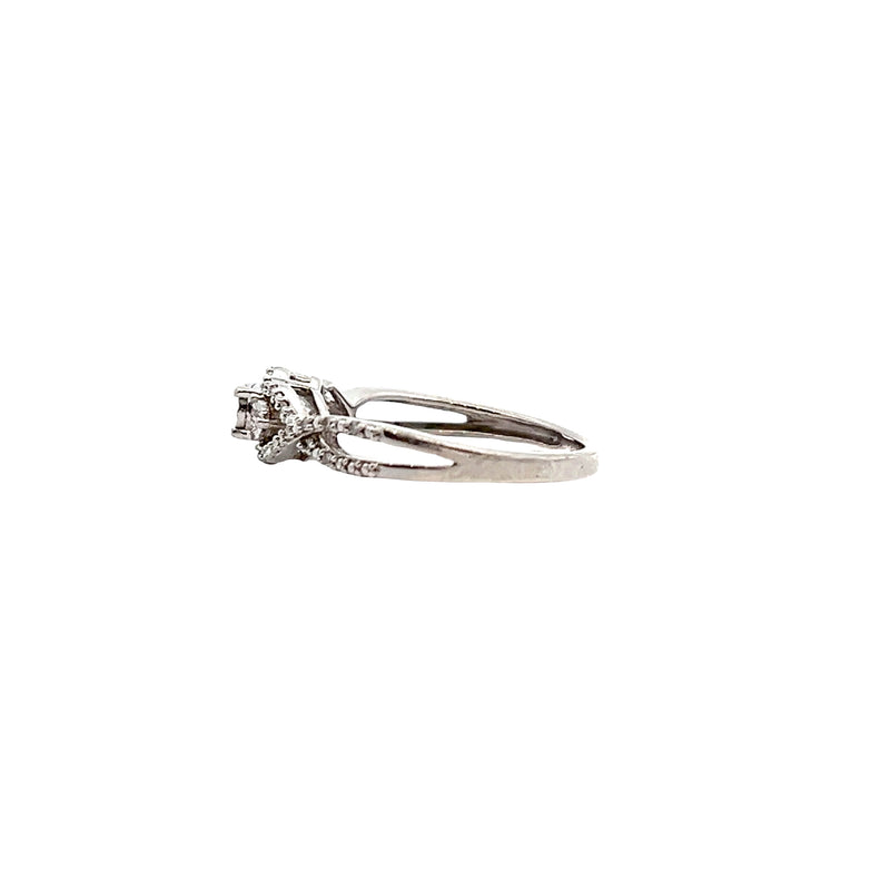 Sterling Silver 3 Stone Diamond Ring