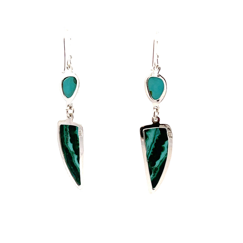 Sterling Silver Turquoise & Azurmalachite Earrings