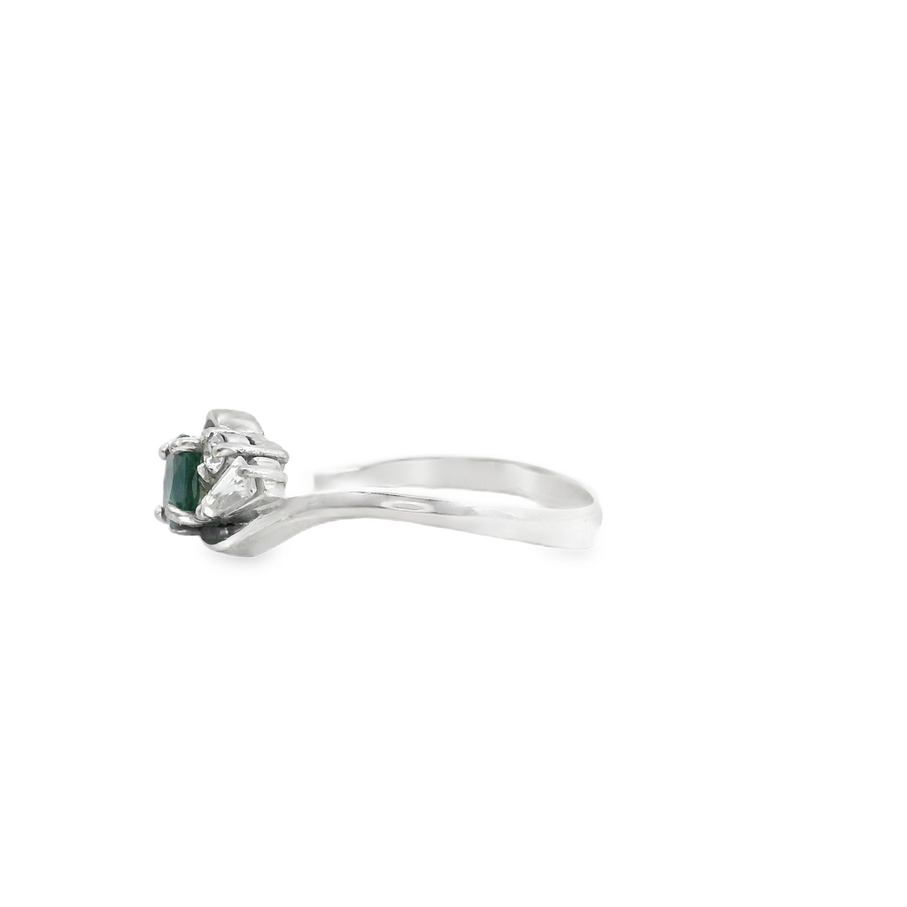 Sterling Silver Sapphire & CZ Ring