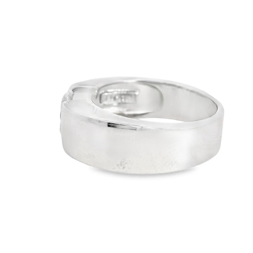 Sterling Silver Wide CZ Solitaire Ring Size 7