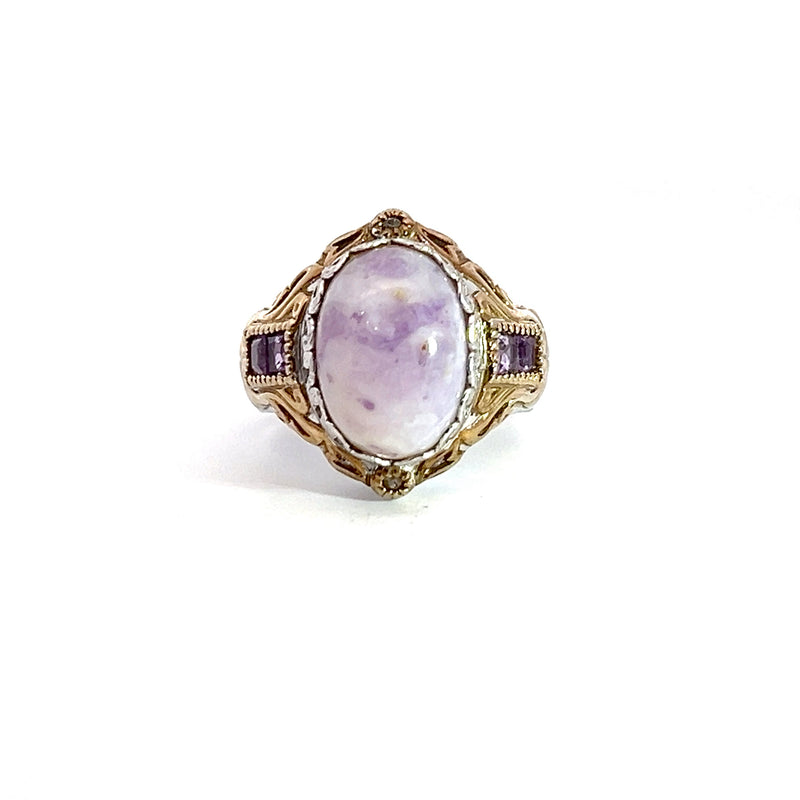 Silver & Gold Plate Lavender Jade Ring