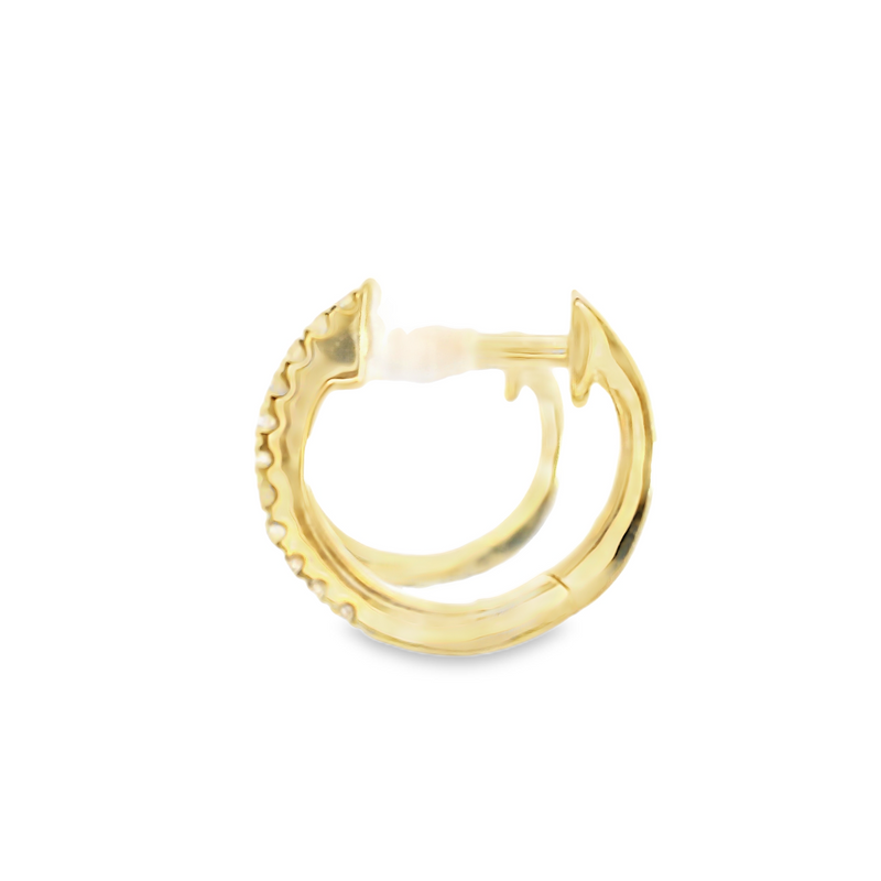 14K YG Diamond Huggie Hoop Earrings