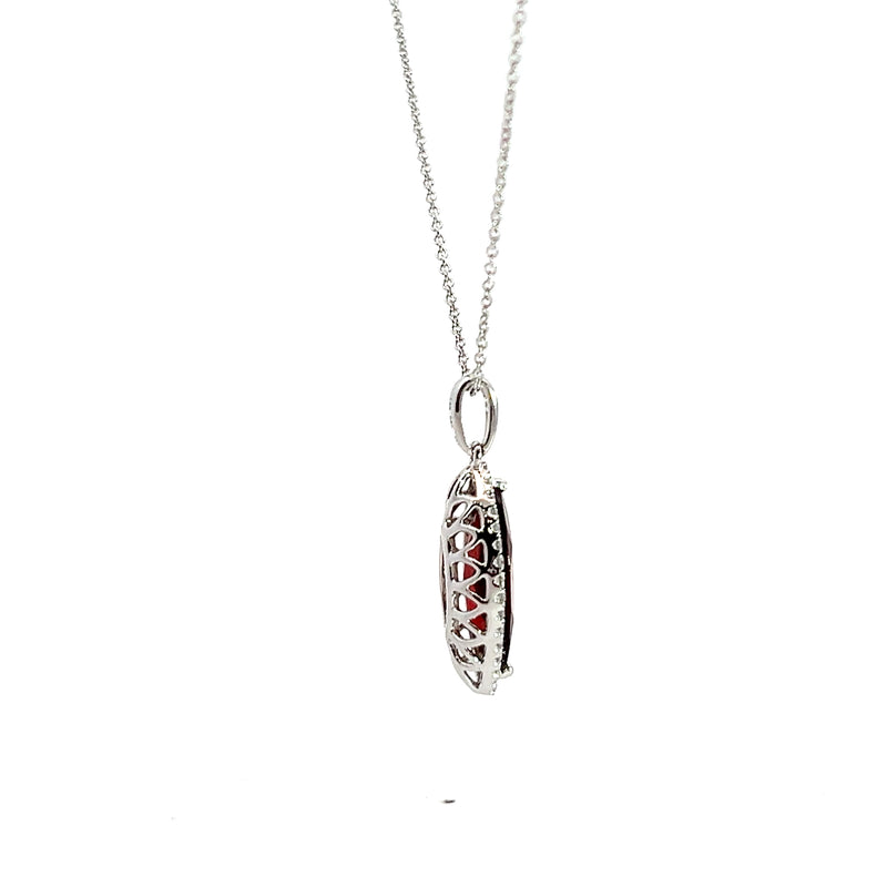 14K WG Garnet & Diamond Pendant