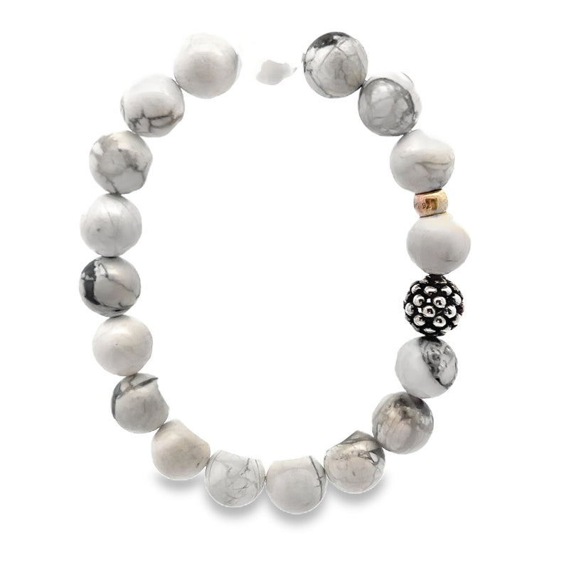 Lagos Caviar Sterling Silver Howlite Stretchy Bead Bracelet