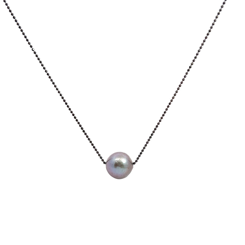 Black Plated Grey Pearl Necklace