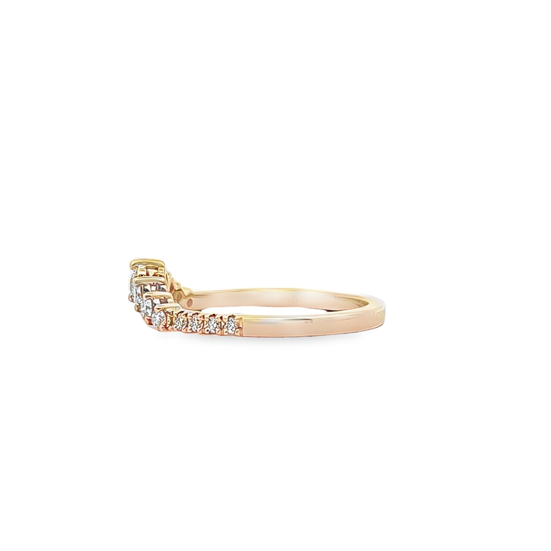 14K YG Curved Diamond Band