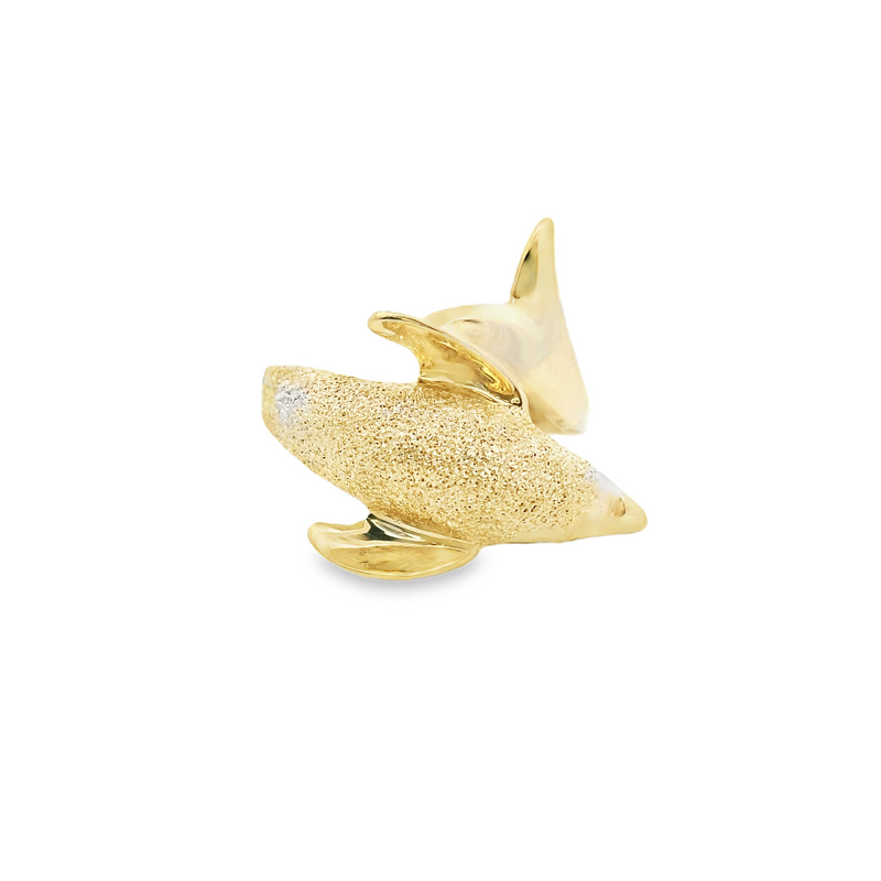 14K YG Dolphin Ring with Emeralds