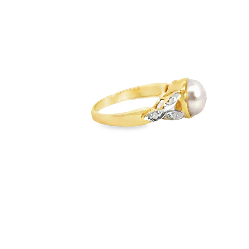 14K YG Pearl & Diamond