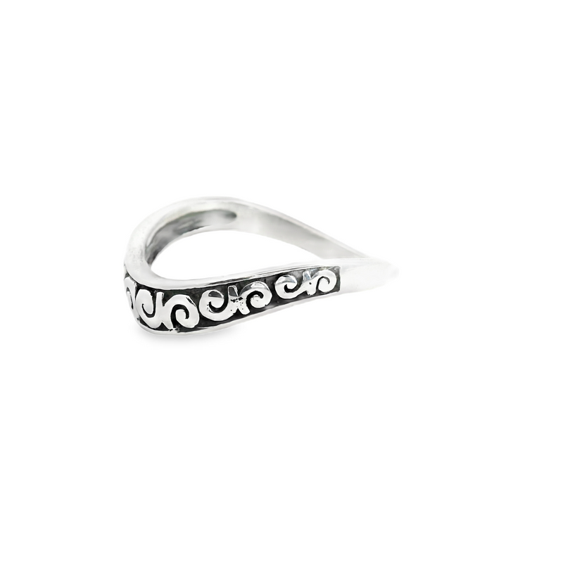 Sterling Silver Chevron Band with Antiquing
