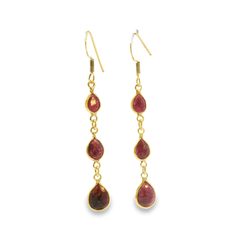 Gold Plated Sterling Silver Ruby Earrings