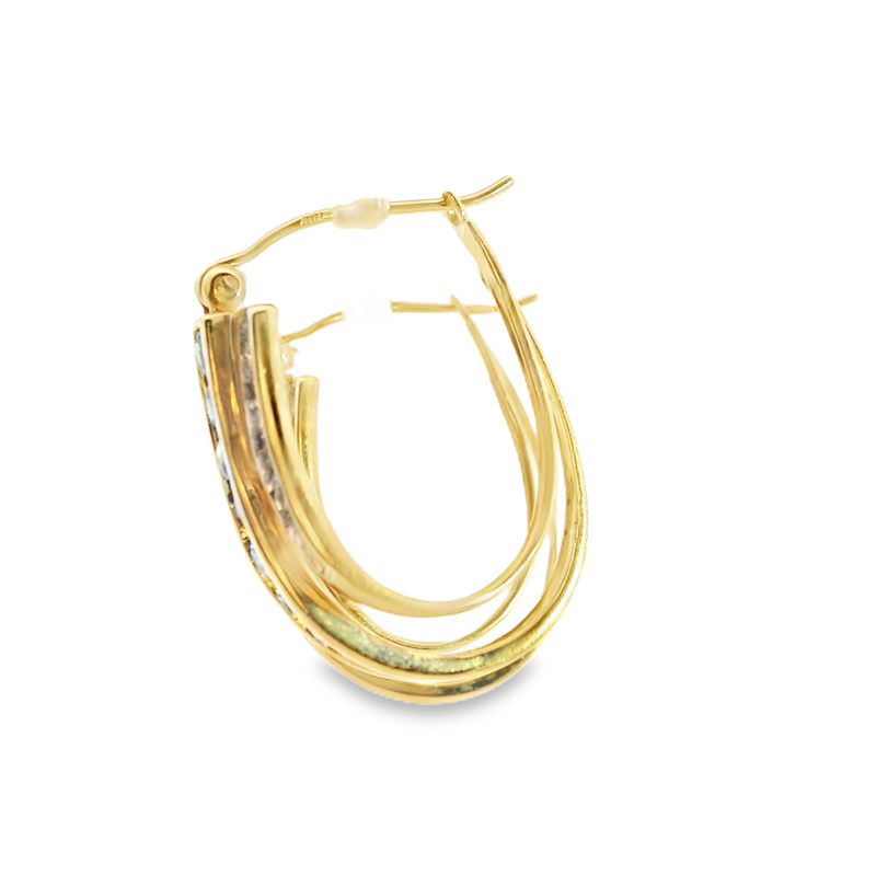 10K YG Sapphire & Diamond Hoop Earring