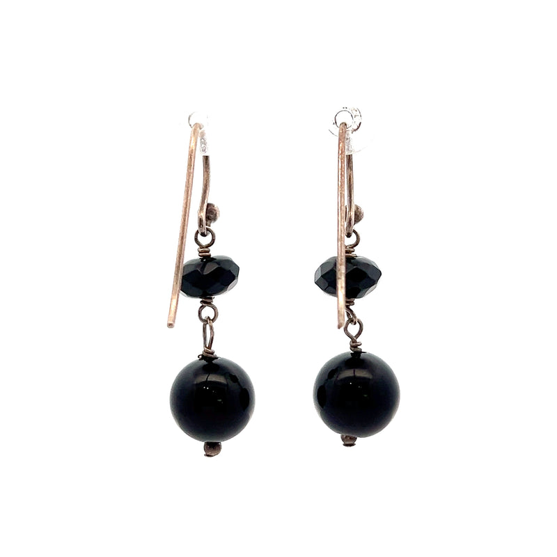 Sterling Silver Black Onyx Dangle Earrings