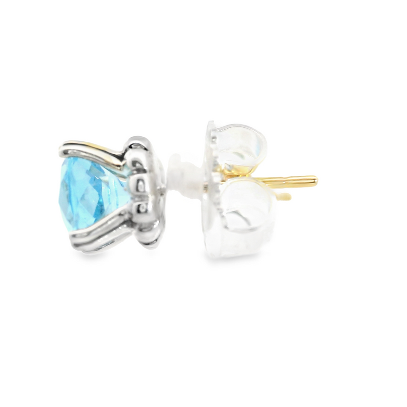 Sterling Silver & 14K WG Lagos Blue Topaz Stud Earrings