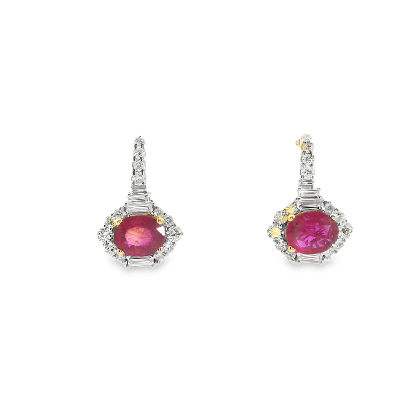 10K YG Ruby & Diamond Stud Earrings