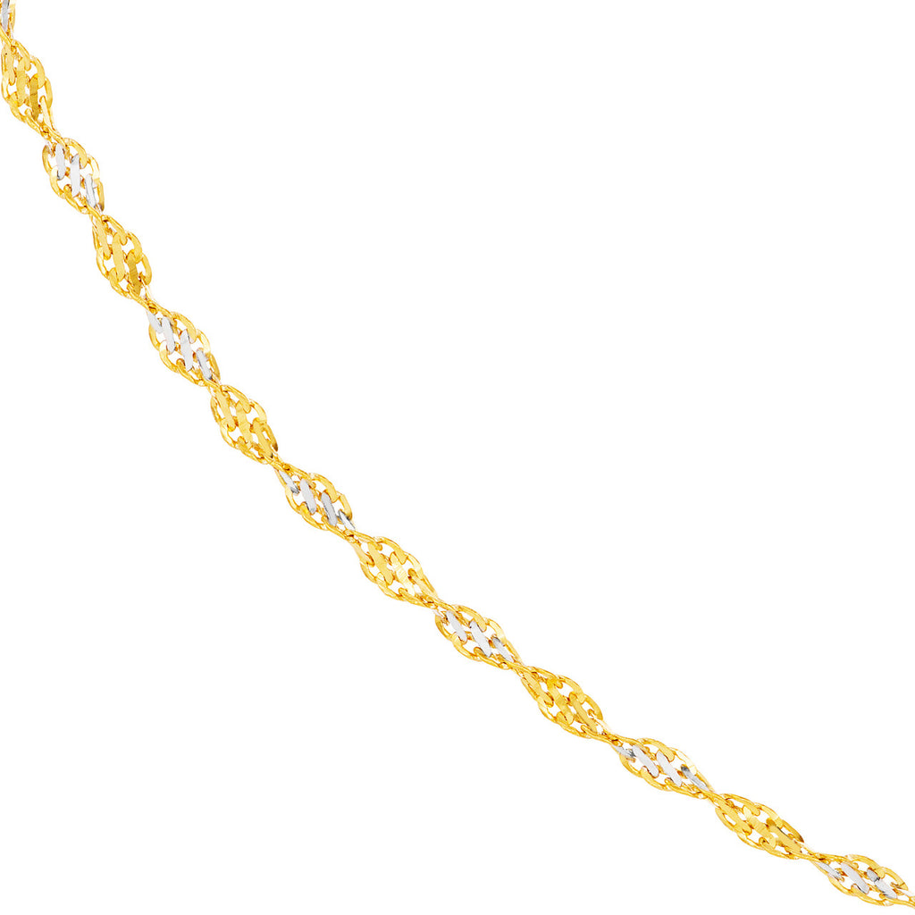 14K Two Tone Twisted Chain 18"